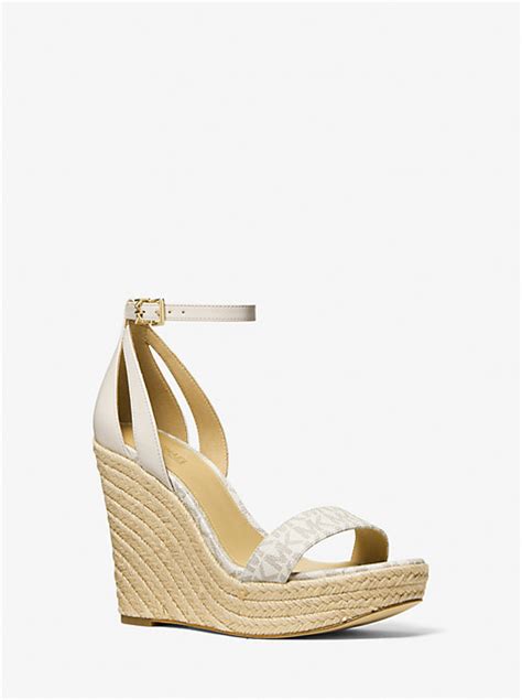 michael kors warren leather wedge sandal|Michael Kors wedge sandals sale.